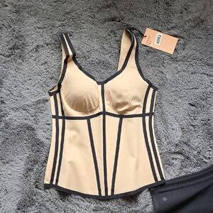 Honeylove Cream and Black Super Sculpting Posture Shapewear Bustier tank M